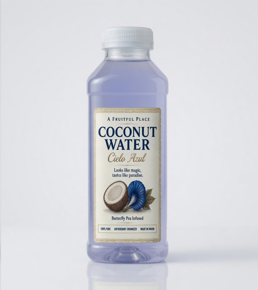 Cielo Azul blue coconut water with butterfly pea flower from A Fruitful Place