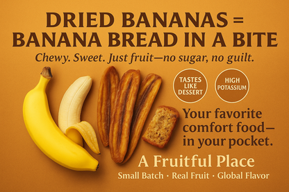 Organic Dried Bananas – Soft & Chewy Like Banana Bread | Small Batch • No Added Sugar